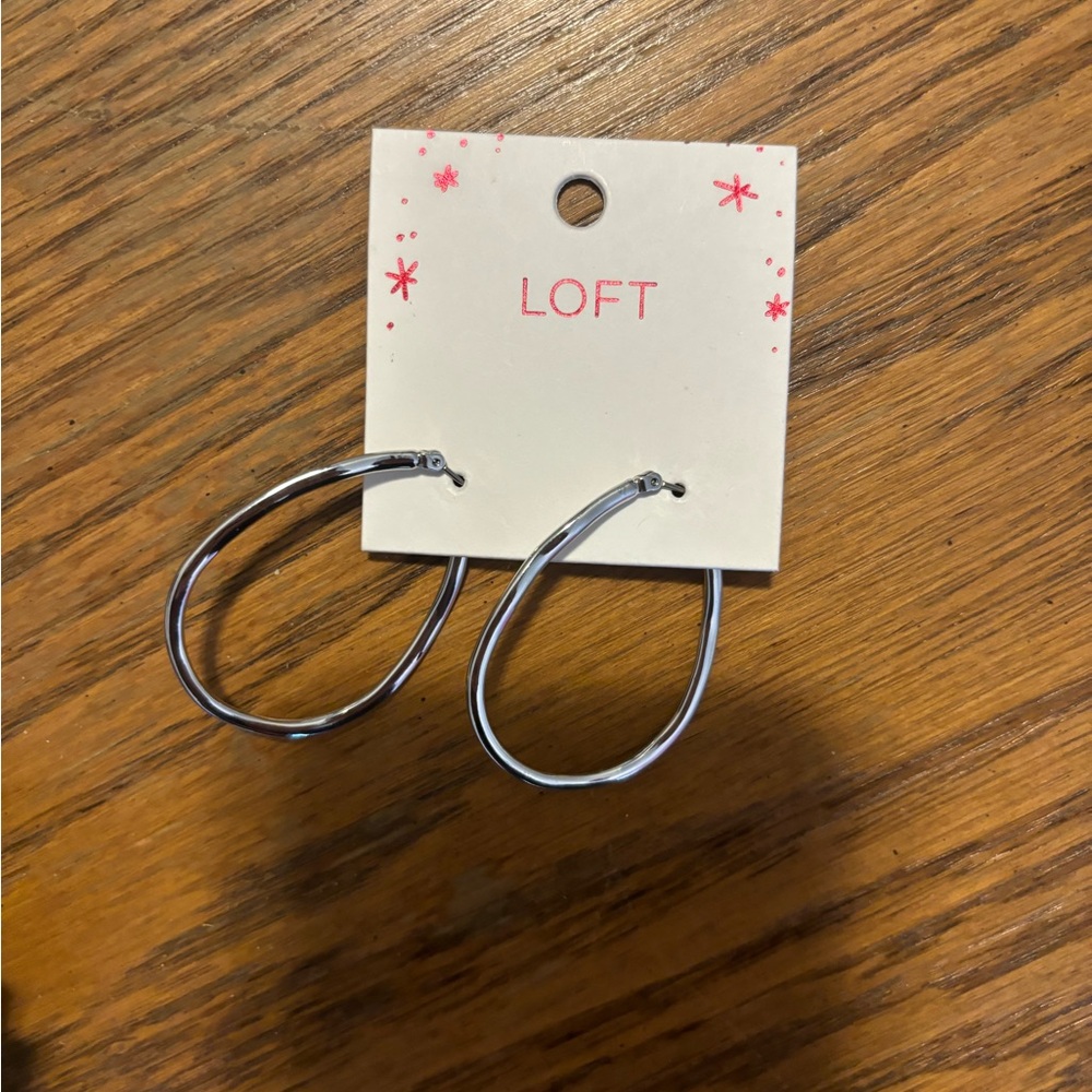 Loft Holiday Silver Hoops- NWT